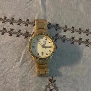 Michael Kors MK 5255Ivory Tortoise and Gold Watch diamond circle analogue